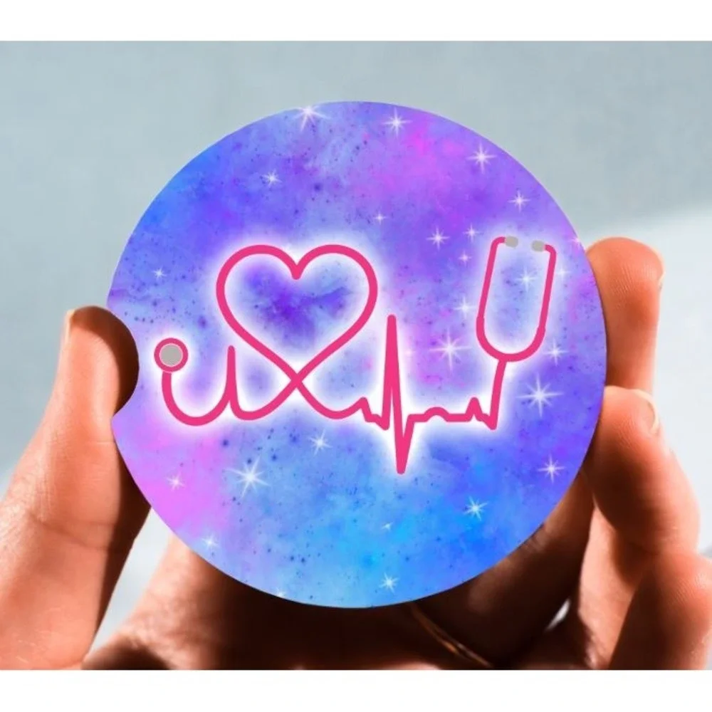 Set of 2‎ Car Coasters, Nurse Heart Car Coaster, Neoprene Car Coaster